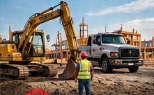 Construction jobsite with heavy equipment
