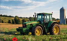 Tractor working in a rural farm field